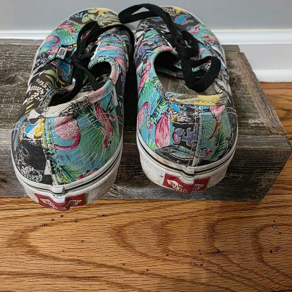 ​Vans Authentic Multi Print Mashup Flamingos Dinosaurs Shoes Men 6 Women 7.5